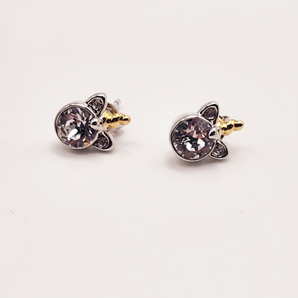 Silver and Gold Unicorn Stud Earrings